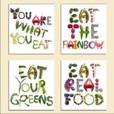 Healthy Eating Poster Bundle - Realistic Fruit and Veggie 
