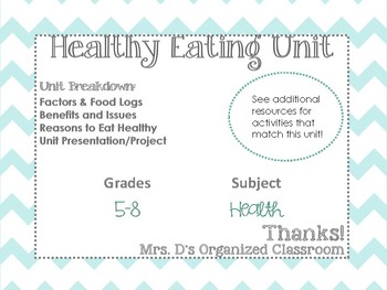 Preview of Healthy Eating Unit