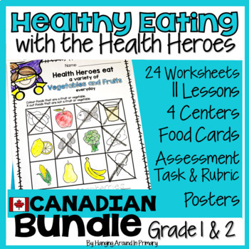 Preview of Healthy Eating Unit | Lessons and Rubric | Canadian BUNDLE