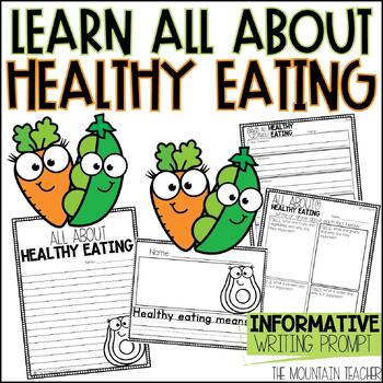 Preview of Healthy Eating Writing Prompt and Eating Healthy Craft with Food Writing Prompt