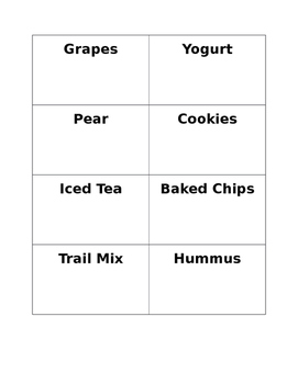 Healthy Food Cards: Nutrition Games + Ideas for Students with Special ...