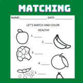 Healthy Food Fruit Vegetable printable matching and coloring sheet