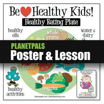 Preview of Healthy Food Plate Lesson Bulletin Board POSTER Food Nutrition w CleanJean