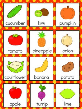 Healthy Food Vocabulary Cards by The Tutu Teacher | TpT