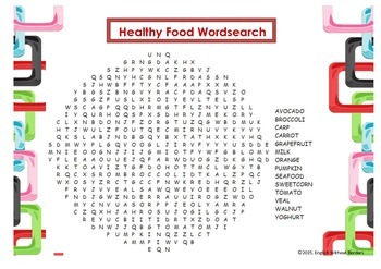 Preview of Healthy Food Wordsearch