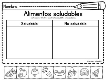 Healthy Food Worksheets & Activities Bilingual by From Martz to Class