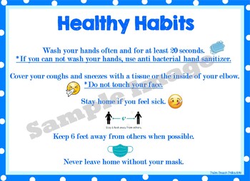 Preview of Healthy Habit Covid Chart for the Classroom