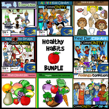 Preview of Healthy Habits Clip-Art Bundle! 150+ Clip-Art pieces!  Yoga, Health, and more!