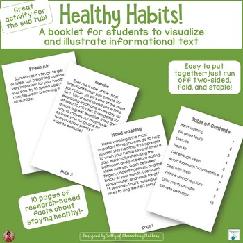 Preview of Healthy Habits    Informational Text for Students to Visualize and Illustrate