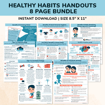 Preview of Healthy Habits Posters 8pg Bundle-Personal Hygiene-Exercise-Sleep-Healthy Eating
