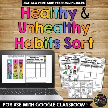 Preview of Healthy Habits and Unhealthy Habits Sort Printable and Digital Activity