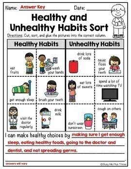 Healthy Habits and Unhealthy Habits Sort Worksheet Activity | TpT