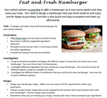 Preview of Healthy Hamburger Assignment