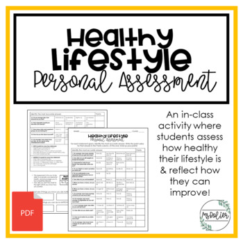 Preview of Healthy Lifestyle Personal Assessment | Health | CTE