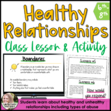 Healthy Relationships Erin's Law Lesson & Activities
