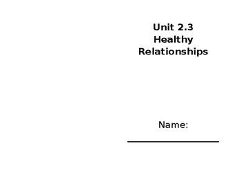 Preview of Healthy Relationships Student Booklet
