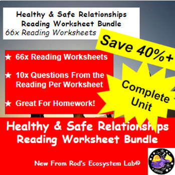 Preview of Healthy & Safe Relationships Unit Reading Worksheet Bundle **Editable**