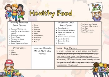 Healthy Snacks Reminder by TT - Teacher Tools | TPT