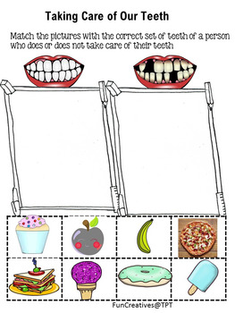 Healthy Teeth Cut and Paste Worksheet by Fun Creatives | TpT