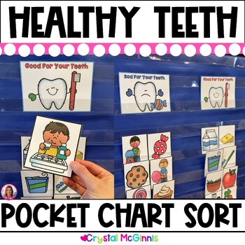 Preview of Healthy Teeth Pocket Chart Sort  |  Dental Health Activity | Center Activity