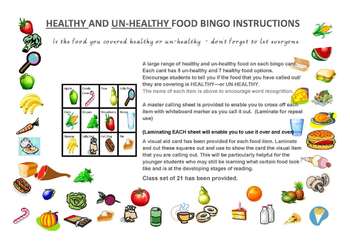 Preview of Healthy & Un-Healthy food Bingo