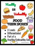 Healthy Unhealthy Food Task Cards Boxes File Folder Differ