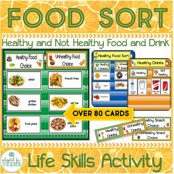 Preview of Healthy Unhealthy Food and Drink Picture Sort Activity