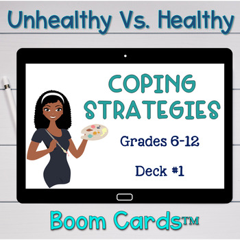 Preview of Healthy Vs. Unhealthy Coping Strategy and Skills #1 Boom Cards