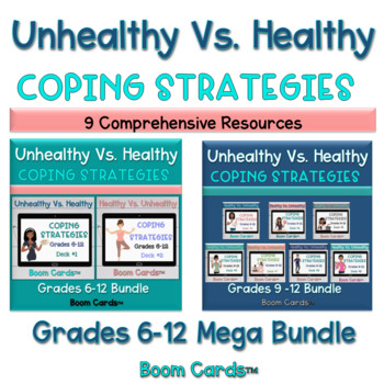 Preview of Healthy Vs. Unhealthy Coping Skills and Strategies Mega Bundle Boom Cards