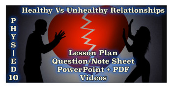 Preview of Healthy Vs Unhealthy Relationships, Physical Education 10