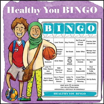 Preview of Healthy You BINGO (self-care, mindfulness, hygiene and healthy habits)