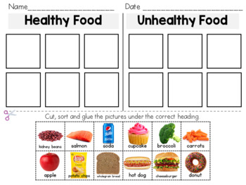 Healthy and Unhealthy Food Sort by Learners of the World | TPT