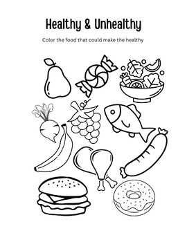 Mix Healthy & Unhealthy Food Activity Worksheet By Happy Book Club