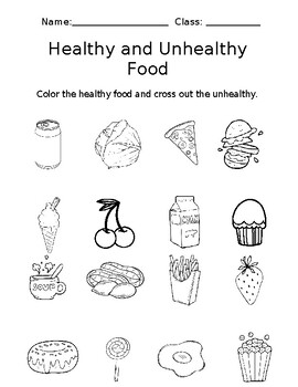 Healthy and Unhealthy Food Worksheet (Editable document) by educators ...