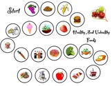 Healthy and Unhealthy Food game board.