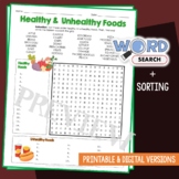 Unhealthy & Healthy Foods Sort Word Search Puzzle Vocabulary Activity Worksheet