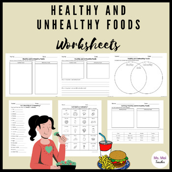 Preview of Healthy and Unhealthy Foods Worksheets and Activities