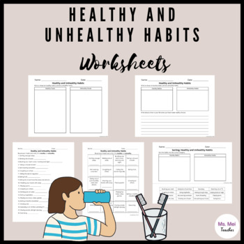 Preview of Healthy and Unhealthy Habits Worksheets and Activities