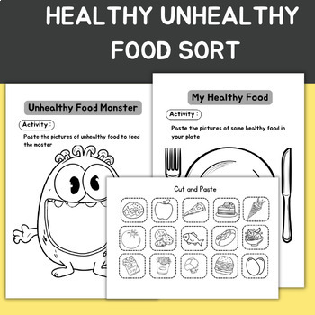 Preview of Healthy and unhealthy eating food sort    Cut and Paste activity