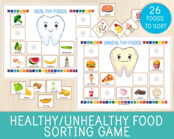 Preview of Healthy or Unhealthy Food Sorting Game , Busy Book Pages, Nutrition Unit