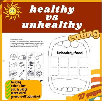 Healthy vs Unhealthy eating, Food sorting, flip book, individual ...