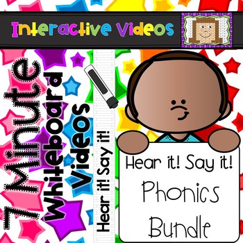 Preview of Hear it! Say it! 7 Minute Whiteboard Videos Phonics Bundle