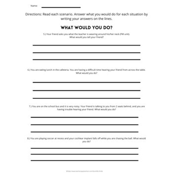 Hearing Loss Self-Advocacy Worksheets BUNDLE! Scenarios Deaf/Hard of ...