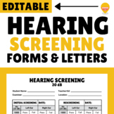 Hearing Screening Forms and Parent Letters - EDITABLE!