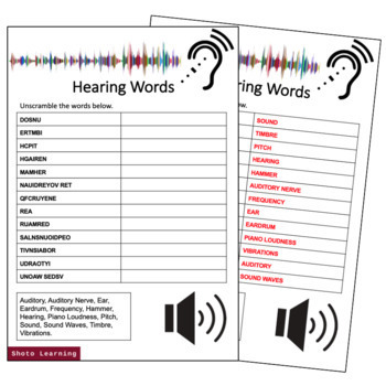 Hearing Words Science Activity - Bundle Word Finder Scramble Puzzle ...