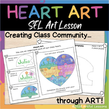 Preview of Heart Art SEL Lesson/  Back to School