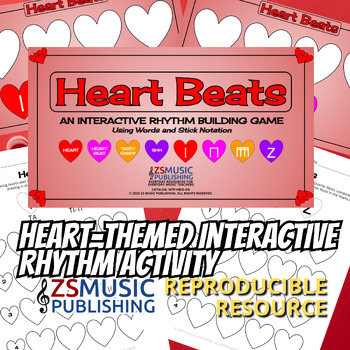 Preview of Heart Beats Interactive Rhythm Game with 18 Worksheets