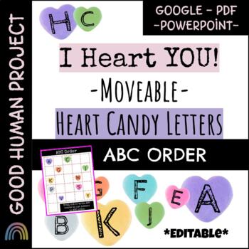 Preview of Heart Candy ABC ORDER | Moveable PNG Images | Valentine's Day | EDITABLE