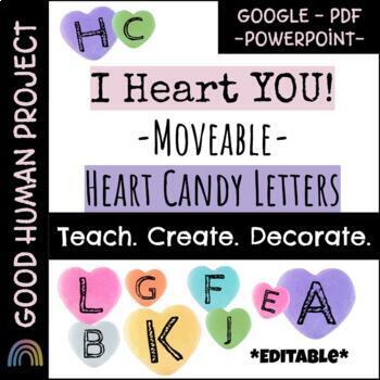 Preview of Heart Candy Letters | Moveable PNG Images | Valentine's Day | EDITABLE