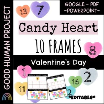Preview of Heart Candy Math | 10 Frames | Valentine's Day | EDITABLE